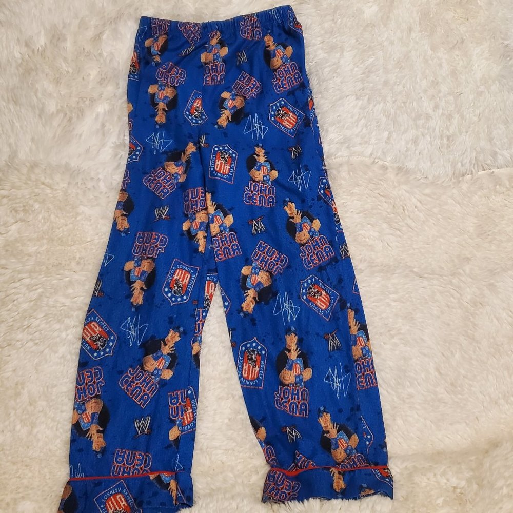 Boy's Blue John Cena WWE Pajama Pants. Size Medium.